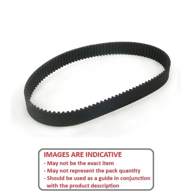 Timing Belt   80 Tooth x 9 mm Wide  - Metric Nylon Covered Neoprene with Fibreglass Cords - Black - 5 mm GT Curvelinear Pitch - MBA  (Pack of 1)