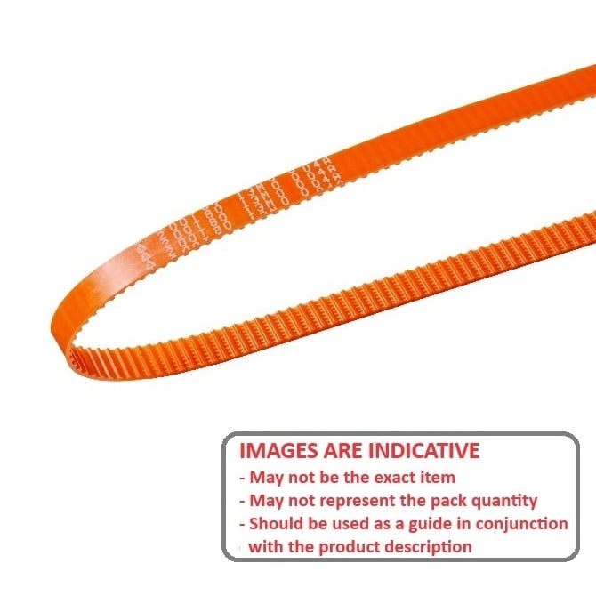 Timing Belt  205 Teeth x 6.4mm Wide  - Imperial Polyurethane with Polyester Cords - Orange - 2.032 mm (0.08 Inch) MXL Trapezoidal Pitch - MBA  (Pack of 3)