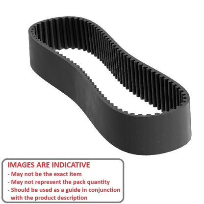 Timing Belt   65 Curved Tooth 9 mm Wide  - Metric Nylon Covered Neoprene with Fibreglass Cords - Black - 3 mm GT Curvelinear Pitch - MBA  (Pack of 1)