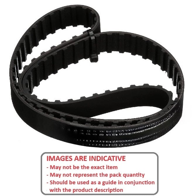 Timing Belt  122 Teeth x 9.5mm Wide  - Imperial Nylon Covered Neoprene with Fibreglass Cords - Black - 2.032 mm (0.08 Inch) MXL Trapezoidal Pitch - MBA  (Pack of 5)