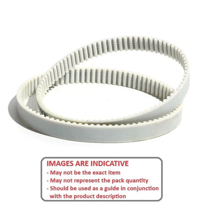 Timing Belt  126 Curved Teeth Clean 6 mm Wide  - Metric Nylon Covered Neoprene with Fibreglass Cords - White - 2 mm GT Curvelinear Pitch - MBA  (Pack of 1)