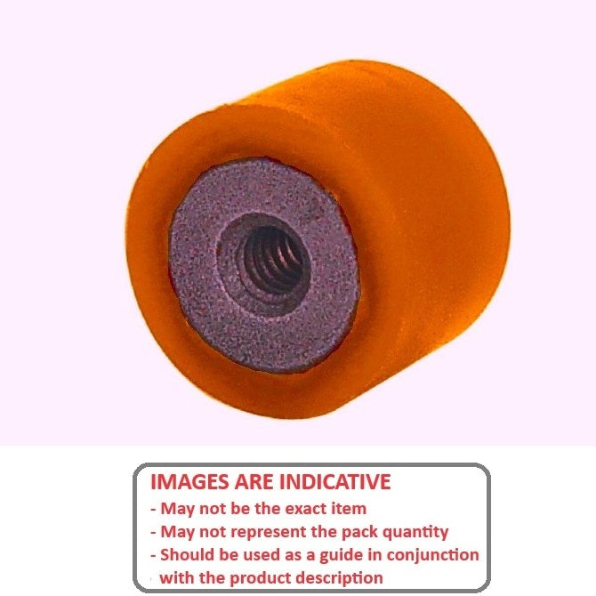 Cylindrical Bumper   38.1 x 31.75 mm - 3/8-16 UNC  - Female Polyurethane - Orange - 80A - MBA  (Pack of 1)