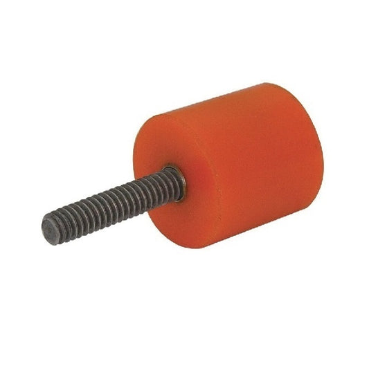 Cylindrical Bumper   50.8 x 31.75mm - 3/8-16 UNC  - Male Flat with radiused Edges Polyurethane - Orange - 80A - MBA  (Pack of 1)