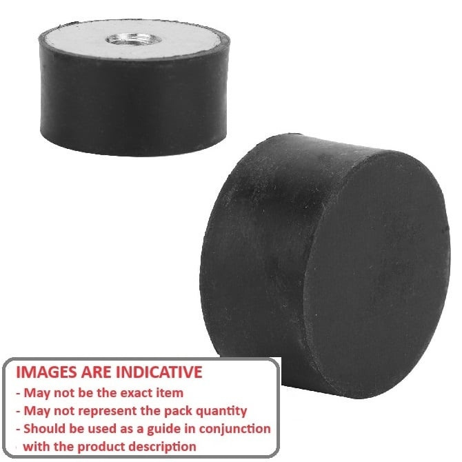 Buffer Mount   20 x 15 - M6x1 mm  -  Natural Rubber 70A - Female - MBA  (Pack of 45)