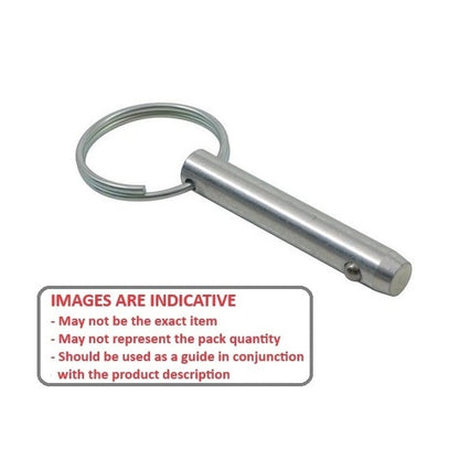 Ball Lock Pin    6.35 x 50.80 mm Stainless 316 Grade - Keyring Style - MBA  (Pack of 1)