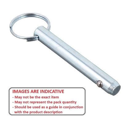 Ball Lock Pin   12.7 x 25.4 mm Carbon Steel - Keyring Style - MBA  (Pack of 1)