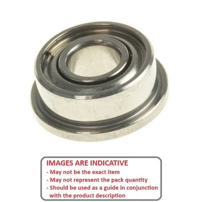 Ball Bearing    1.397 x 4.763 x 2.779 mm  - Flanged Stainless 440C Grade - Abec 7 - MC34 - Standard - Shielded / Filmoseal with Light Oil - MBA  (Pack of 20)