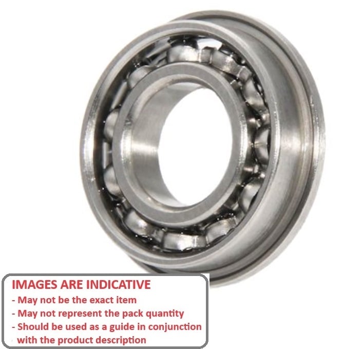 Ball Bearing    1.984 x 6.35 x 2.381 mm  - Flanged Stainless 440C Grade - Abec 1 - MC3 - Standard - Open - Crown Retainer - MBA  (Pack of 1)