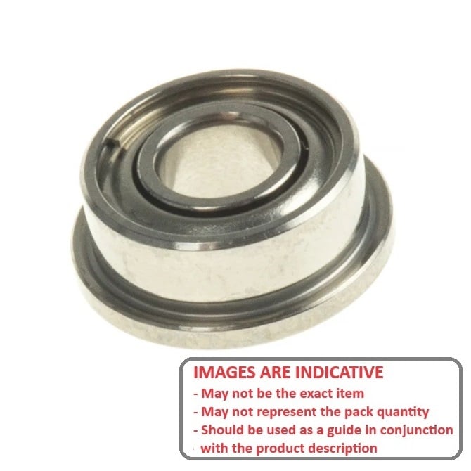 Ball Bearing    9.525 x 22.225 x 7.142 mm  - Flanged Stainless 440C Grade - Abec 5 - MC34 - Standard - Shielded and Greased - Ribbon Retainer - MBA  (Pack of 20)