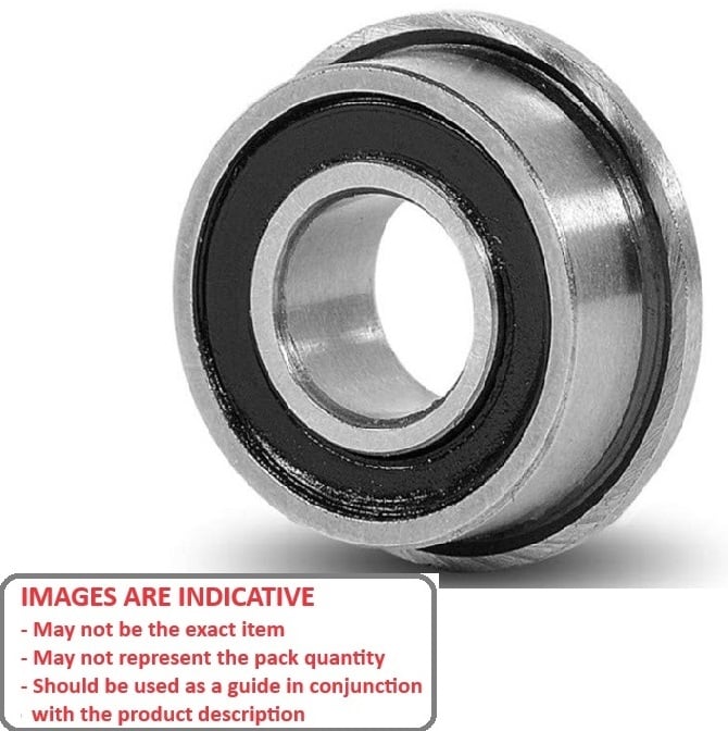 Ball Bearing    5 x 8 x 2.5 mm  - Flanged Chrome Steel - Economy - Sealed - Standard Retainer - ECO  (Pack of 10)