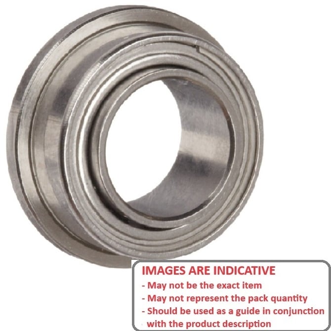 Ball Bearing    4.763 x 7.938 x 3.175 mm  - Flanged Extended Inner Stainless 440C Grade - Abec 5 - MC34 - Standard - Shielded with Light Oil - Ribbon Retainer - MBA  (Pack of 20)