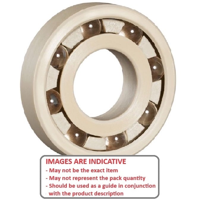 Plastic Bearing    6.35 x 19.05 x 7.142 mm  - Plastic PEEK with Glass Balls - MBA  (Pack of 1)