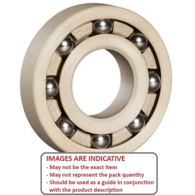 Plastic Bearing    9.525 x 28.575 x 9.525 mm  - Plastic PEEK with 316 Stainless Balls - MBA  (Pack of 1)