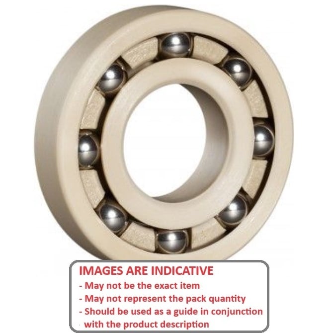 Plastic Bearing   15.875 x 34.925 x 11.112 mm  - Plastic PEEK with 316 Stainless Balls - MBA  (Pack of 1)