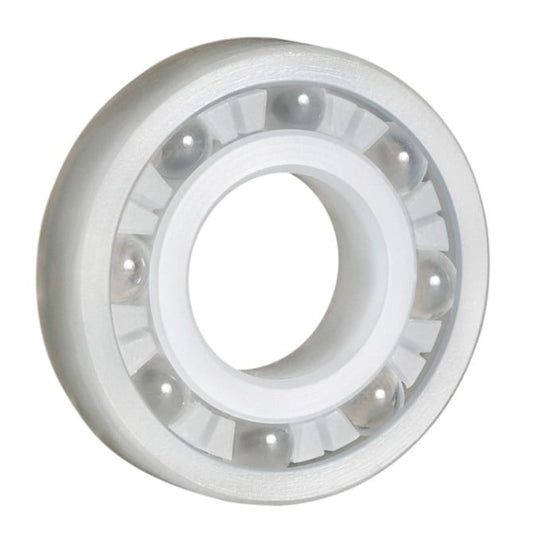 Plastic Bearing    6.35 x 19.05 x 5.558 mm  - Ball PVDF with Glass Balls - Plastic - Ribbon Retainer - MBA  (Pack of 1)