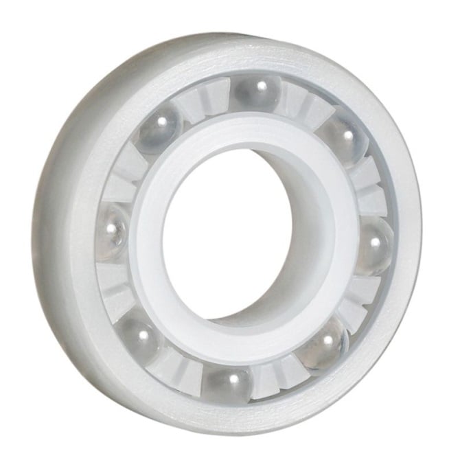 Plastic Bearing   31.75 x 63.5 x 12.7 mm  - Ball PVDF with Glass Balls - Plastic - Ribbon Retainer - MBA  (Pack of 1)