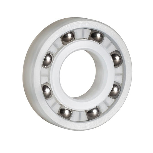 Plastic Bearing    9.525 x 28.575 x 9.525 mm  - Ball PVDF with 316 Stainless Balls - Plastic - Ribbon Retainer - MBA  (Pack of 1)