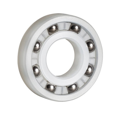 Plastic Bearing    9.525 x 22.225 x 5.556 mm  - Ball PVDF with 316 Stainless Balls - Plastic - Ribbon Retainer - MBA  (Pack of 1)