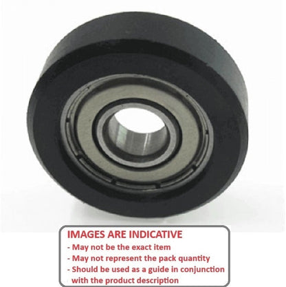 Pressure Roller Bearing   40 x 12 x 8 mm  -  Chrome Steel with Urethane OD - Black - 90 Duro - MBA  (Pack of 1)