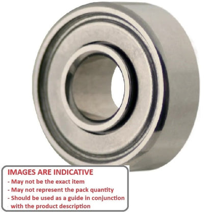 Ball Bearing    2.381 x 7.938 x 3.571 mm  - Extended Inner Stainless 440C Grade - Abec 1 - MC3 - Standard - Shielded - MBA  (Pack of 1)