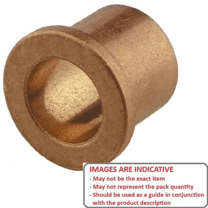 Bush   12.7 x 19.05 x 24.613 mm  - Flanged Bronze SAE841 Sintered - Standard ID - Tight OD - MBA  (Pack of 1)