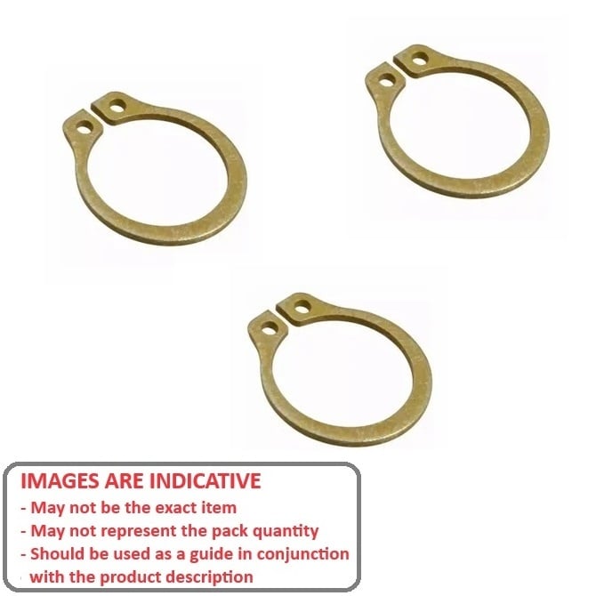 External Circlip    6.35 x 0.9 mm  - Grooveless Carbon Steel Zinc Plated Yellow - 6.35 Shaft - MBA  (Pack of 100)