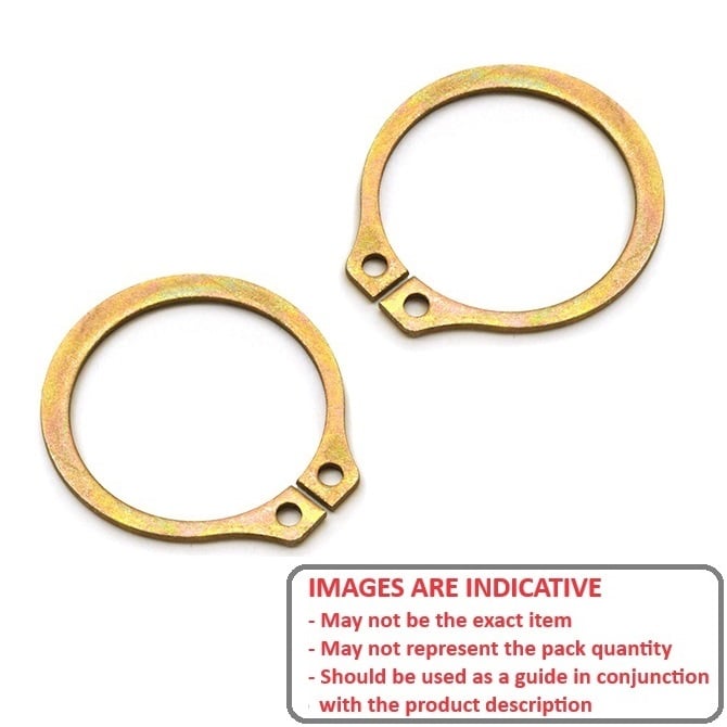 External Circlip   17.07 x 0.9 mm  -  Carbon Steel Zinc Plated - Yellow - 17.07 Shaft - MBA  (Pack of 50)