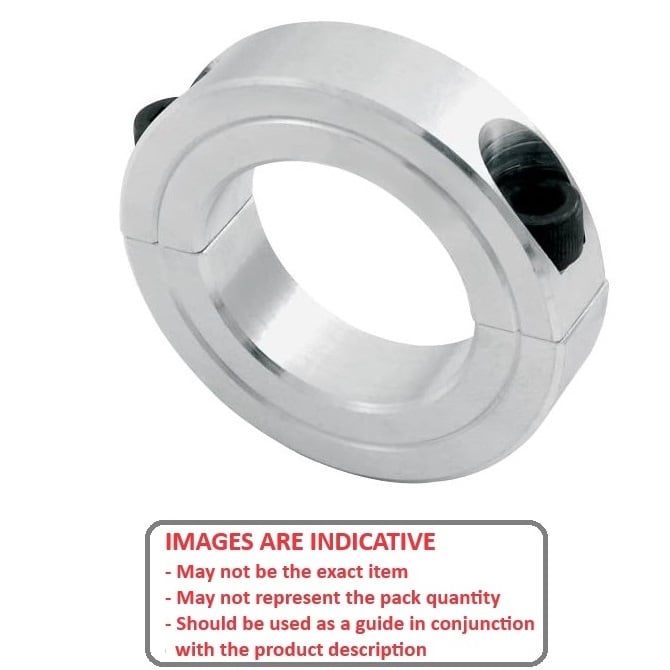 Shaft Collar   25 x 50 x 15 mm  - Two Piece Clamp Aluminium - Round BoreRound Bore - MBA  (Pack of 1)