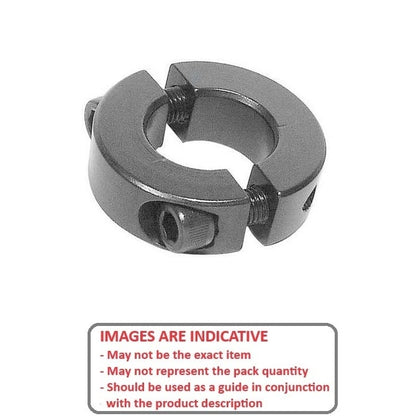 Shaft Collar   15 x 34 x 13 mm  - Two Piece Clamp Mild Steel - Round Bore - MBA  (Pack of 1)