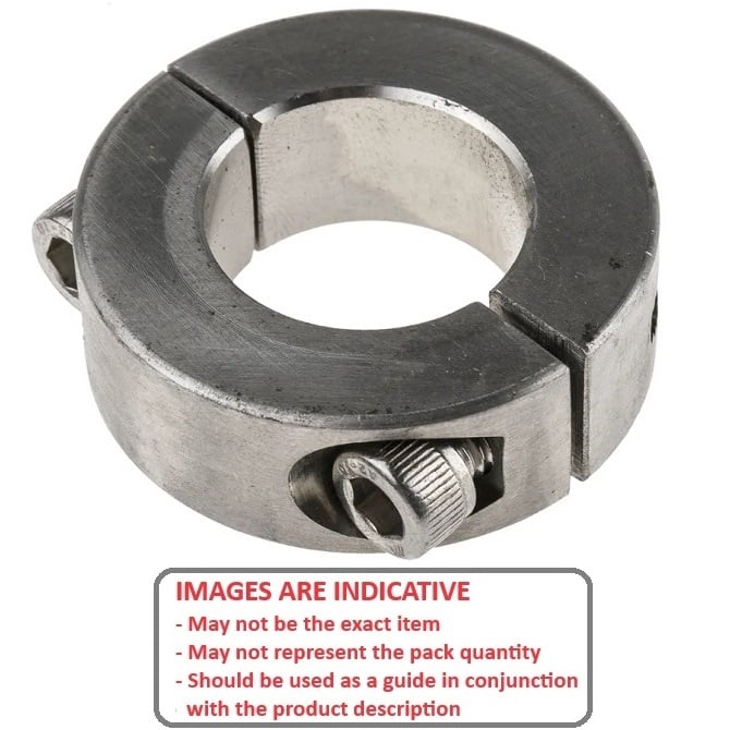 Shaft Collar   15.875 x 33.34 x 11.1 mm  - Two Piece Clamp Stainless 304 - Round Bore - MBA  (Pack of 1)