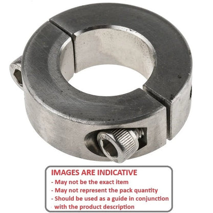Shaft Collar   25 x 45 x 15 mm  - Two Piece Clamp Stainless 303 - Round Bore - MBA  (Pack of 1)