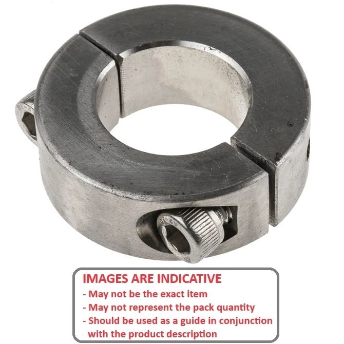 Shaft Collar    9.525 x 22.23 x 9.5 mm  - Two Piece Clamp Stainless 304 - Round Bore - MBA  (Pack of 1)