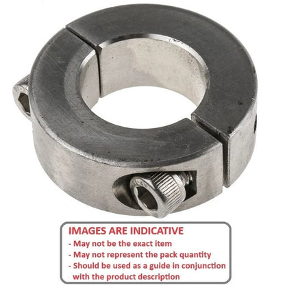 Shaft Collar    9.525 x 22.23 x 9.5 mm  - Two Piece Clamp Stainless 304 - Round Bore - MBA  (Pack of 1)