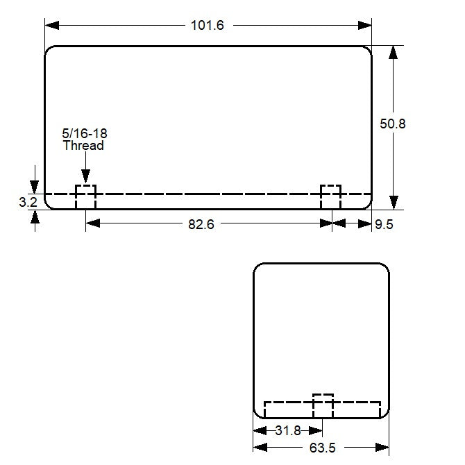 Bumper  101.6 x 63.5 x 50.8 mm  - Rectangular Neoprene 80A - MBA  (Pack of 1)