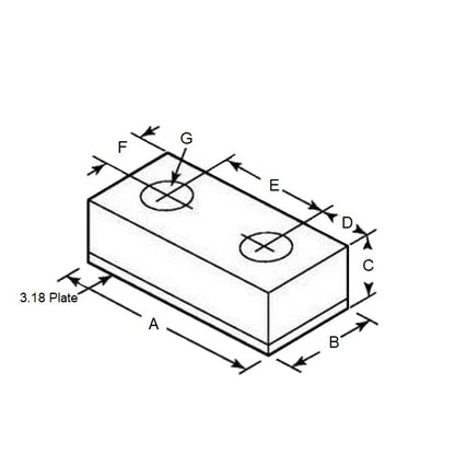 Bumper   44.45 x 25.4 x 44.45 mm  - Rectangular Steel Plated - MBA  (Pack of 1)