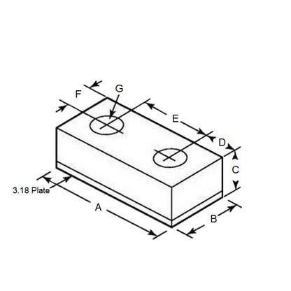 Bumper  101.6 x 25.4 x 19.05 mm  - Rectangular Steel Plated - MBA  (Pack of 1)