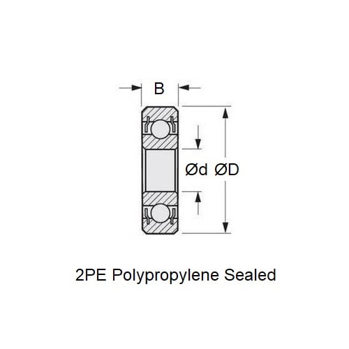 Ball Bearing   10 x 35 x 11 mm  -  Stainless 316 Grade - Semi-Ground - Sealed without Lubricant - Polyethylene Retainer - MBA  (Pack of 1)