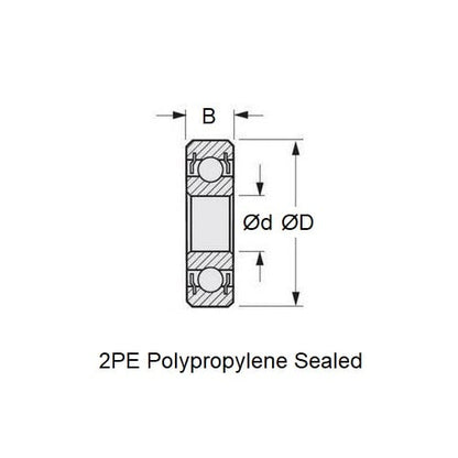 Ball Bearing   15 x 32 x 9 mm  -  Stainless 316 Grade - Semi-Ground - Sealed without Lubricant - Polyethylene Retainer - MBA  (Pack of 1)