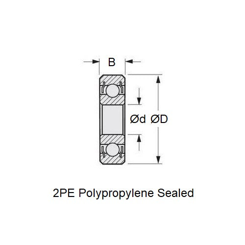 Ball Bearing   10 x 30 x 9 mm  -  Stainless 316 Grade - Semi-Ground - Sealed without Lubricant - Polyethylene Retainer - MBA  (Pack of 1)