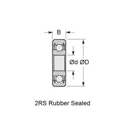 Mugen Seiki MBX-4RR Bearing 6-10-3mm Alternative Double Rubber Seals Standard (Pack of 2)