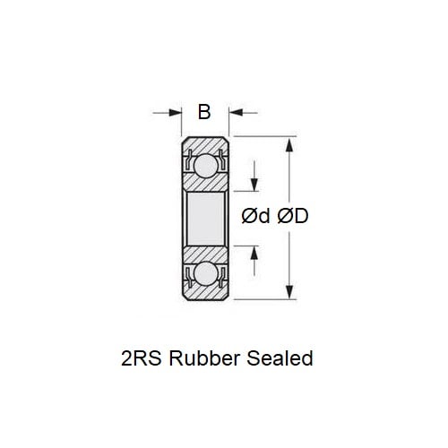 Mugen MTX-3 Prospect Bearing 5-10-4mm Alternative Double Rubber Seals Standard (Pack of 5)