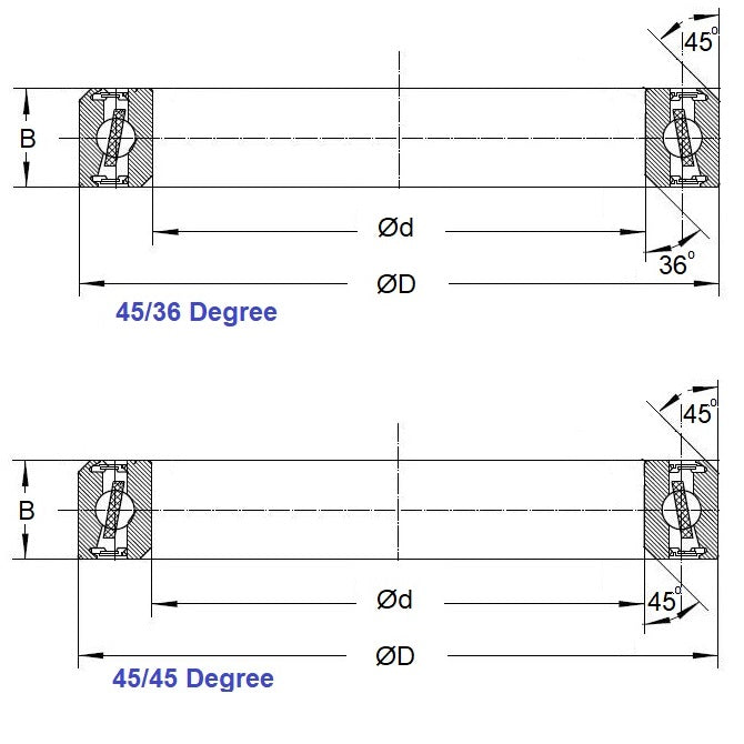 Chamfered Edges Bearing   37 x 46.9 x 7 mm  - Ball Chrome Steel - Economy - Bike Bearing 45 Deg Chamferred Edge - ECO  (Pack of 1)