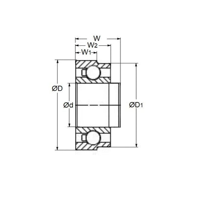 Dental Application Bearing    3.175 x 6.35 - 5.979 x 3.2 mm  - Ball Stainless 440C Grade with Polyamide Cage - Abec 7 - Dental Applications - Stepped OD - High Speed Polyamide Retainer - MBA  (Pack of 1)