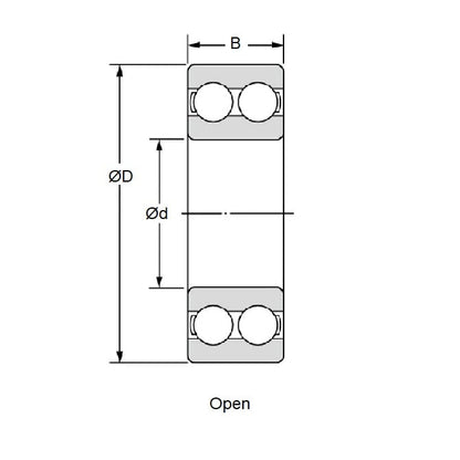 Ball Bearing   65 x 140 x 58.700 mm  - Double Row Angular Contact Chrome Steel - Open - MBA  (Pack of 1)