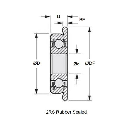 Serpent Veteq Flanged Bearing 5-8-2.5mm Alternative Double Rubber Seals Standard (Pack of 10)