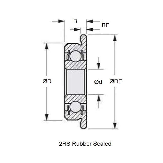 Kyosho Dodge Ram Flanged Bearing 3-6-2.5mm Alternative Double Rubber Seals Standard (Pack of 10)