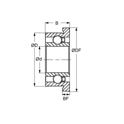 Dabi Atlante RS350 Bearings Alternative Single Shield - Flanged High Speed Polyamide (Pack of 1)