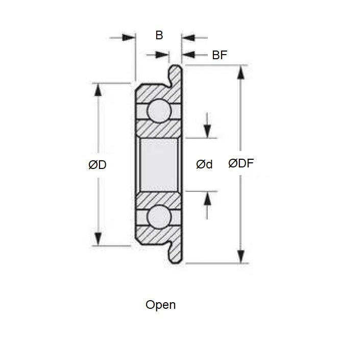 Ball Bearing    1.016 x 3.175 x 1.191 mm  - Flanged Stainless 440C Grade - Abec 7 - MC34 - Standard - Open Lightly Oiled - MBA  (Pack of 40)