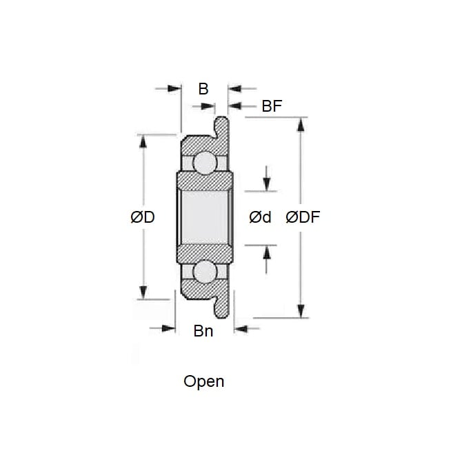 Ball Bearing    2.381 x 7.938 x 2.779 mm  - Flanged Extended Inner Stainless 440C Grade - Abec 7 - MC34 - Standard - Open Lightly Oiled - Standard Retainer - MBA  (Pack of 50)