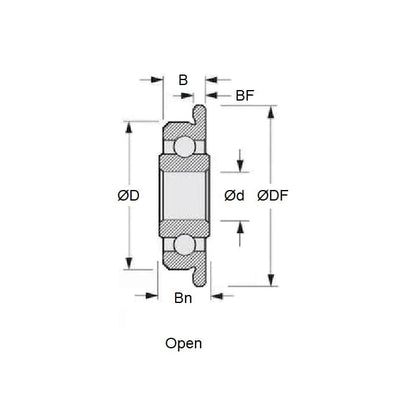 Ball Bearing    2.381 x 7.938 x 2.779 mm  - Flanged Extended Inner Stainless 440C Grade - Abec 7 - MC34 - Standard - Open Lightly Oiled - Standard Retainer - MBA  (Pack of 50)